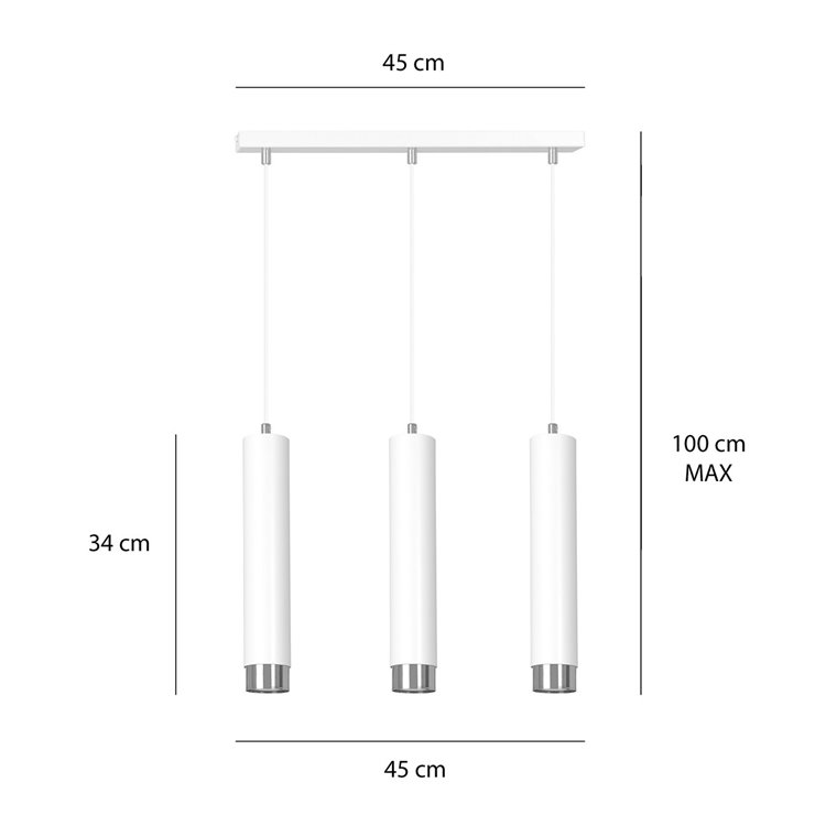 KIBO 3 WH/CHROME EMIBIG Lampa wisząca