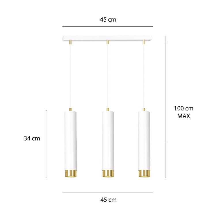 KIBO 3 WH/GOLD EMIBIG Lampa wisząca