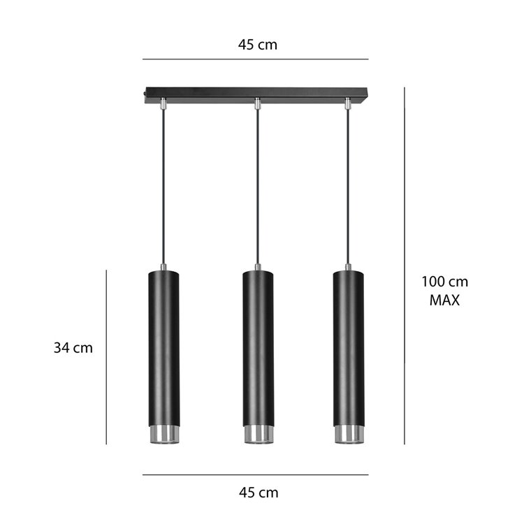 KIBO 3 BL/CHROME EMIBIG Lampa wisząca