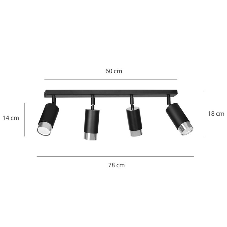 HIRO 4 BL/CHROME EMIBIG Lampa sufitowa