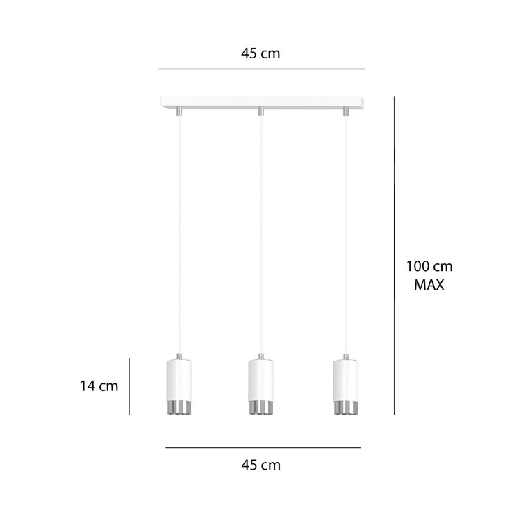 FUMIKO 3 WH/CHROME EMIBIG Lampa wisząca