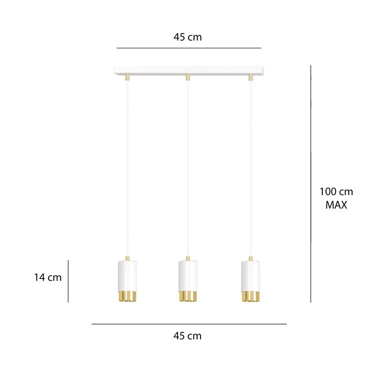 FUMIKO 3 WH/GOLD EMIBIG Lampa wisząca