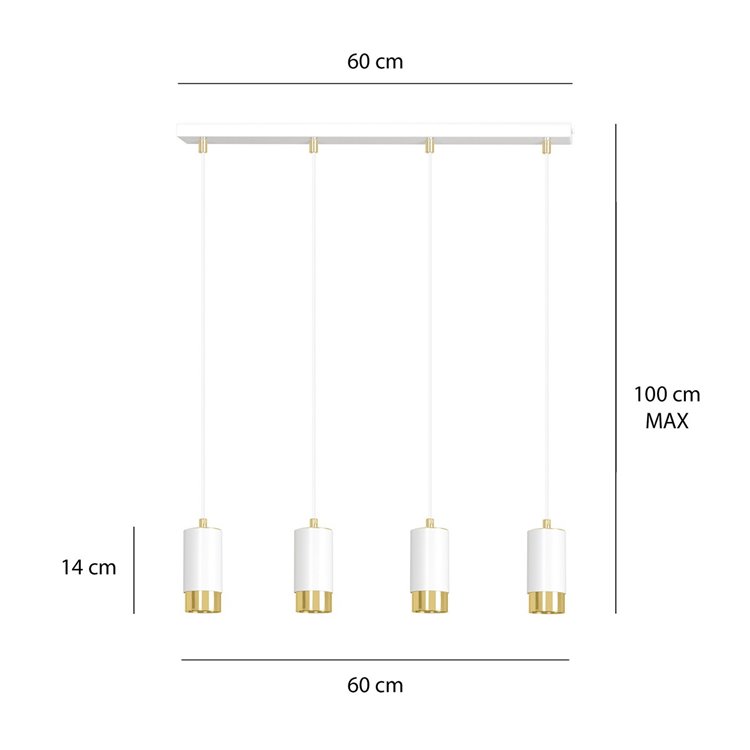 FUMIKO 4 WH/GOLD EMIBIG Lampa wisząca