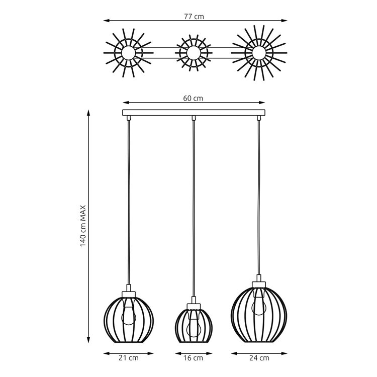 NANDO 3 BL EMIBIG Lampa wisząca